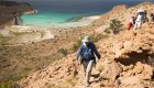 Group of tourists hiking in La Paz, Baja.
