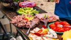 lunch spread on a wooden table