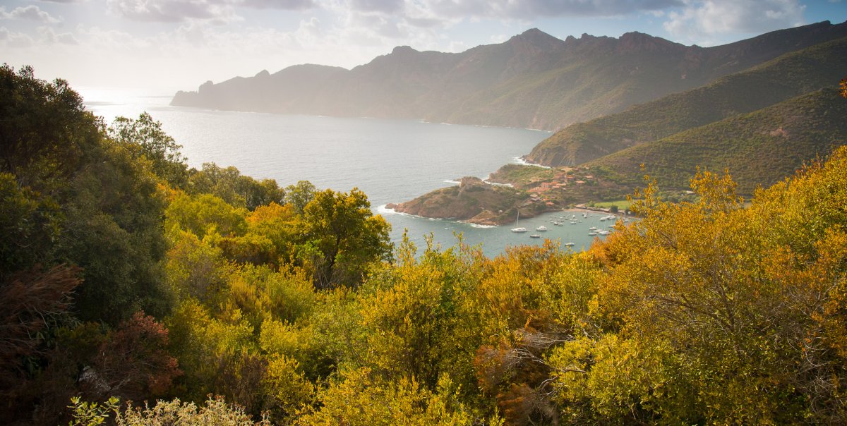 View of The island of Corsica along the Mediterranean Sea