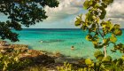 A group of snorkelers in crystal clear waters off the coast of Cuba 