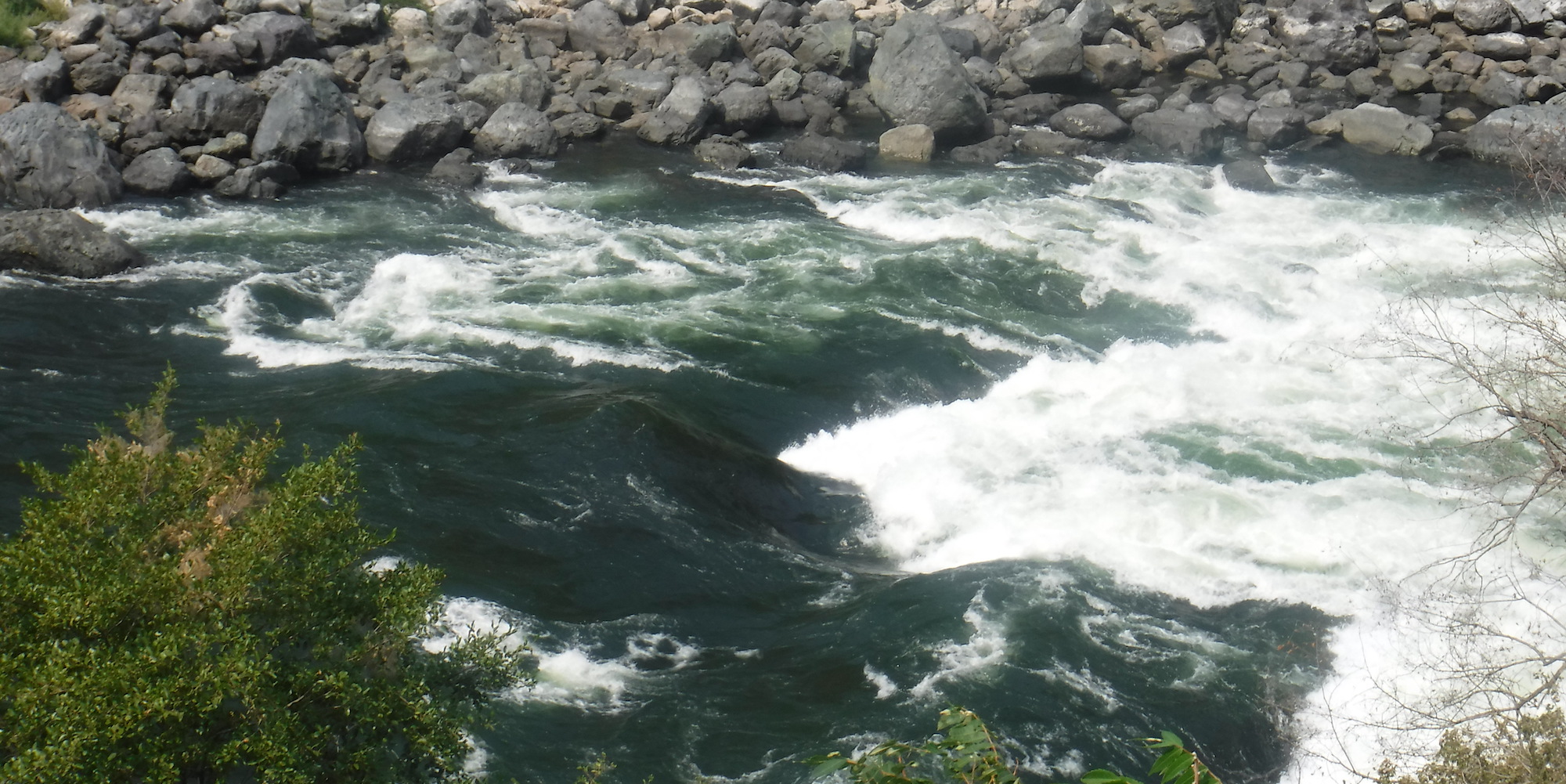 Scouting view of granite rapid from the Idaho side in Hells Canyon