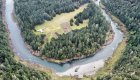 Birdseye view of Half Moon Bar Lodge property along the Rogue River in Oregon
