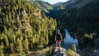 Hiker overlooking the Middle Fork of the Salmon River canyon in Idaho
