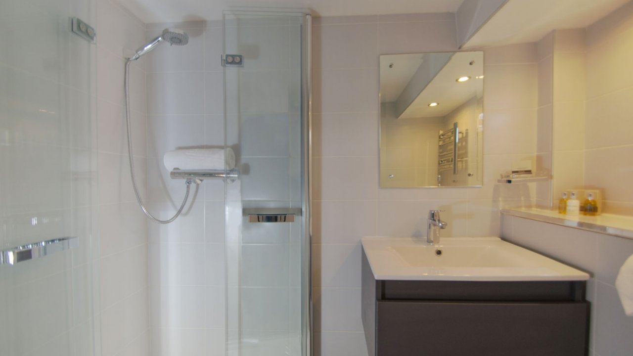 ensuite bathroom on luciole barge