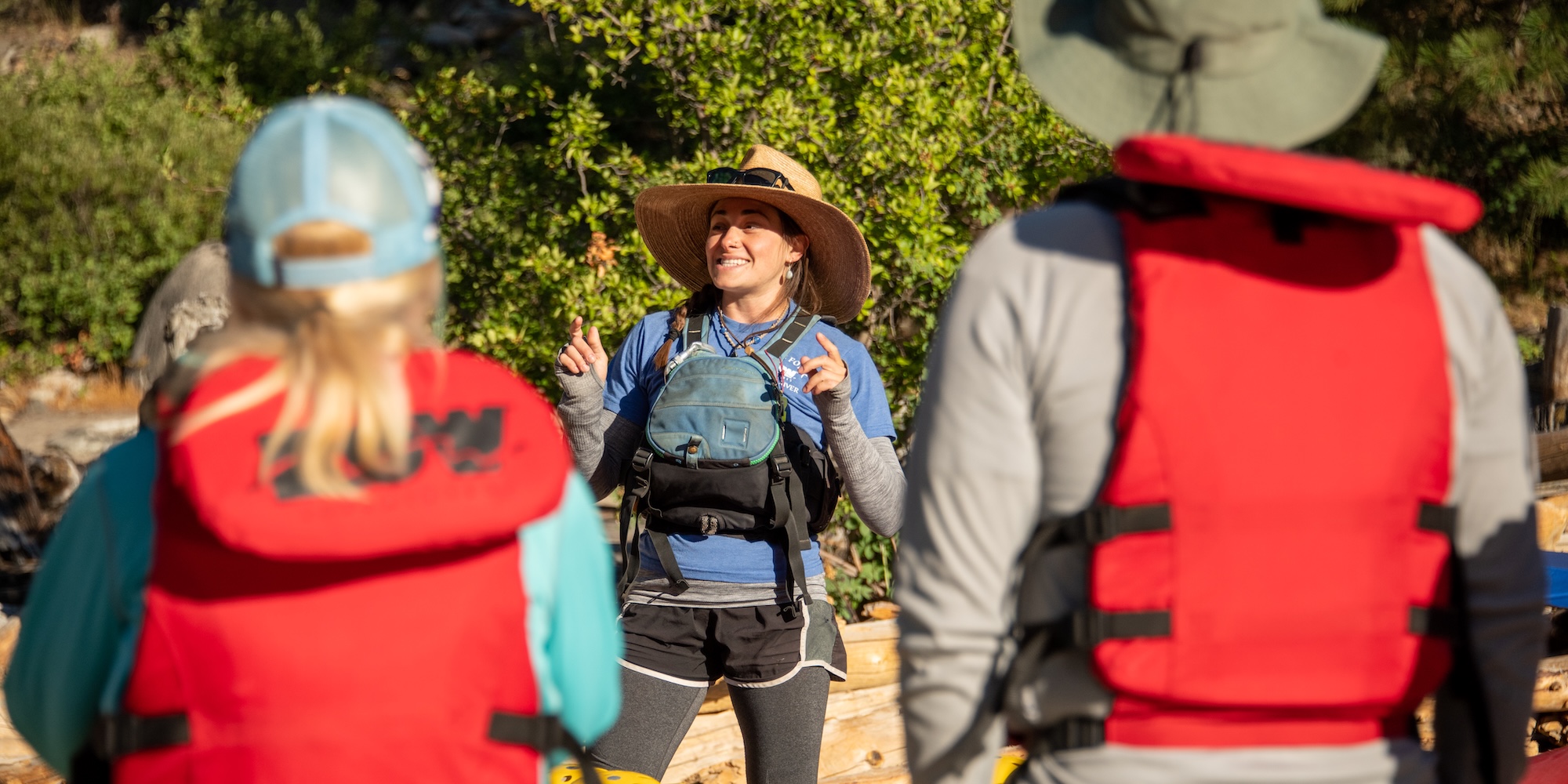 ROW adventures guide giving an interpretive talk about nighthawks on the Middle Fork of the Salmon