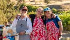 Whitewater rafting guides cooking in the camp kitchen in Oregon