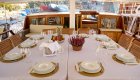 table on deck of sailing gulet in croatia