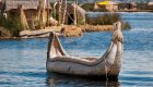 Canoes in Lake Titicaca, Peru