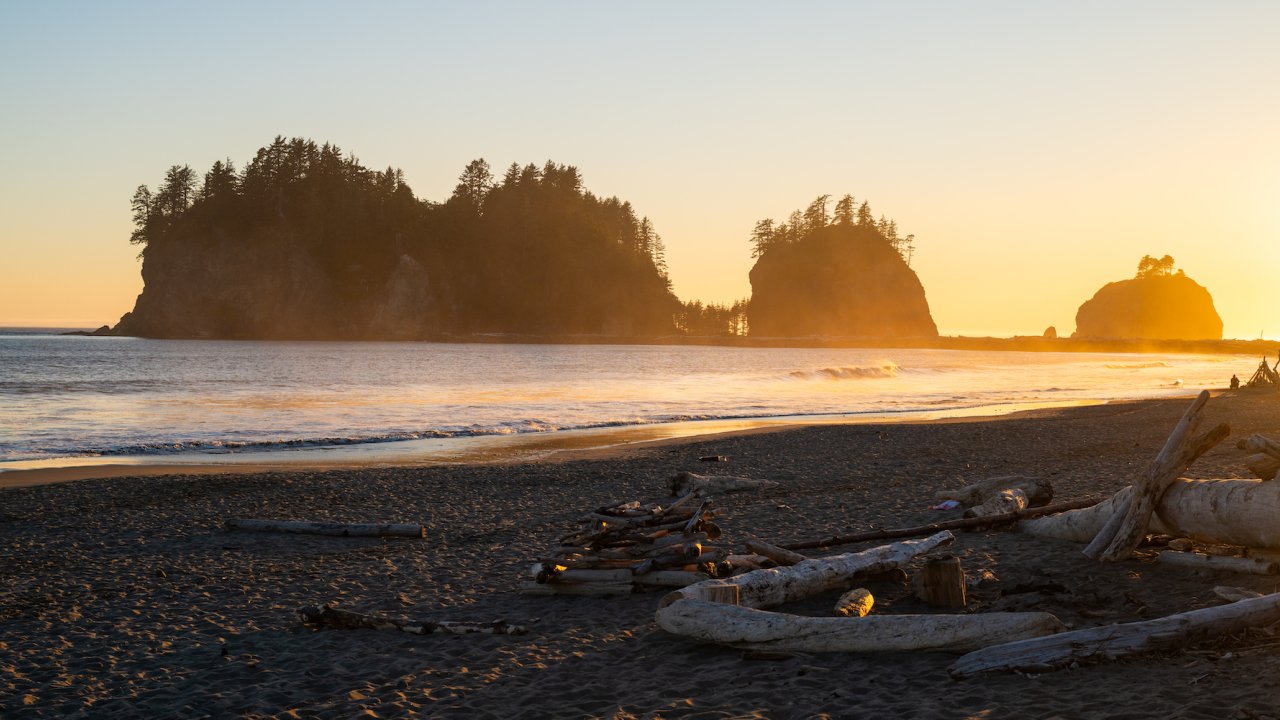 La Push beach at sunset in Washington State