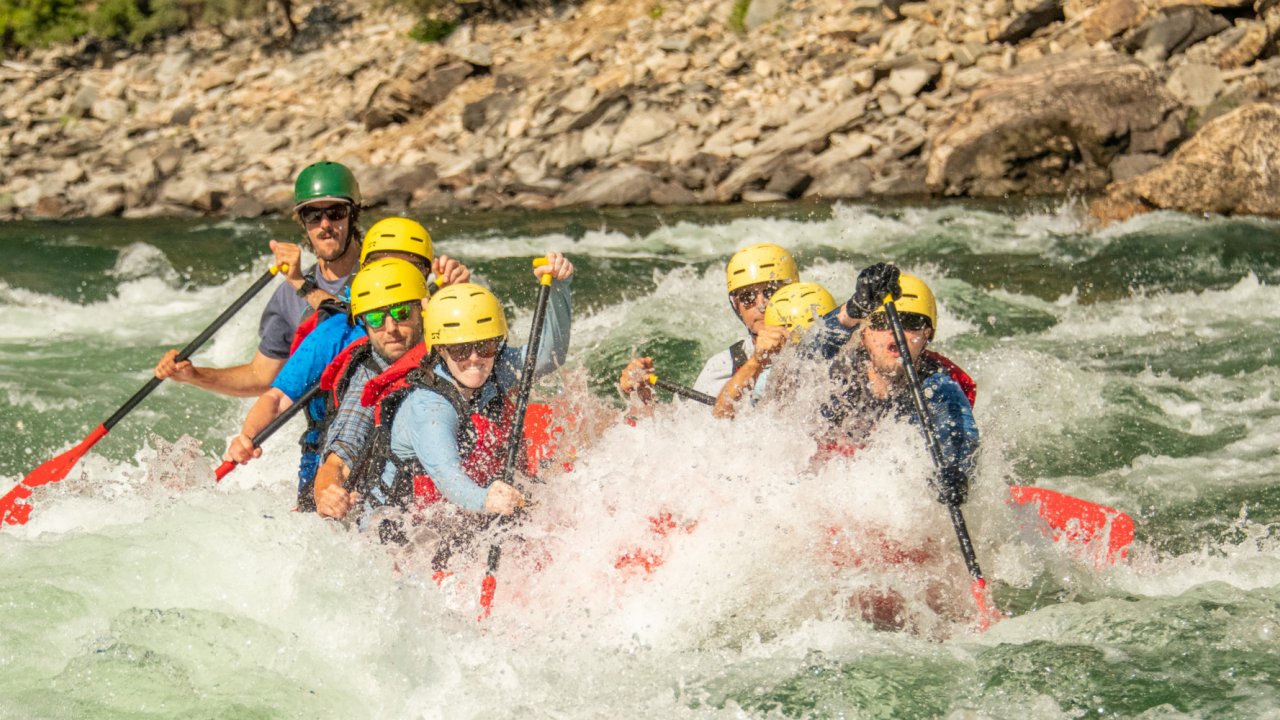 people in whitewater raft on the salmon river